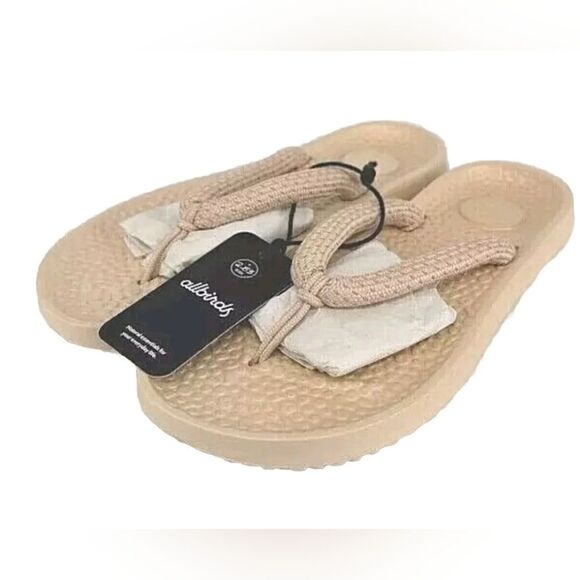 ALLBIRDS Sugar Zeffer Unisex Cushioned Beach Flip Flop Washable Lux Beige NWT - Picture 1 of 6